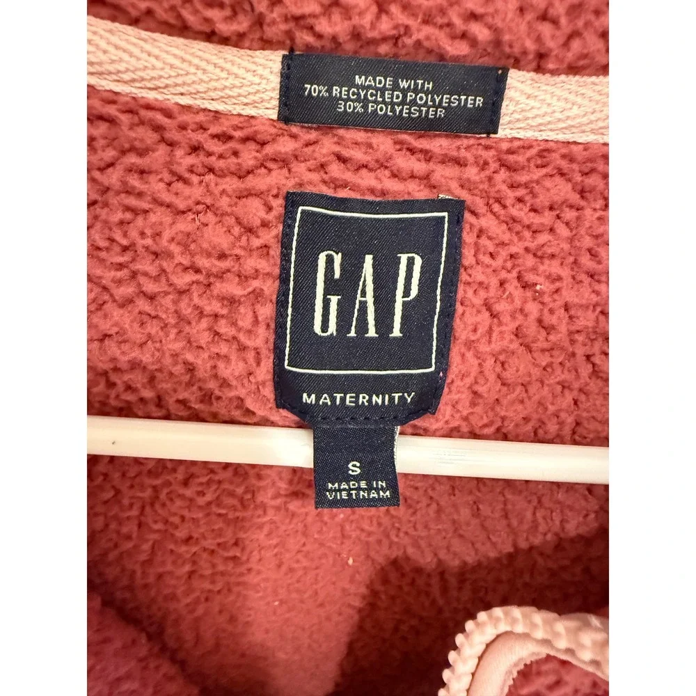 GAP Maternity‎ Sherpa Pullover Cozy Half Zip Sweatshirt Coral Pink S - Picture 3 of 4